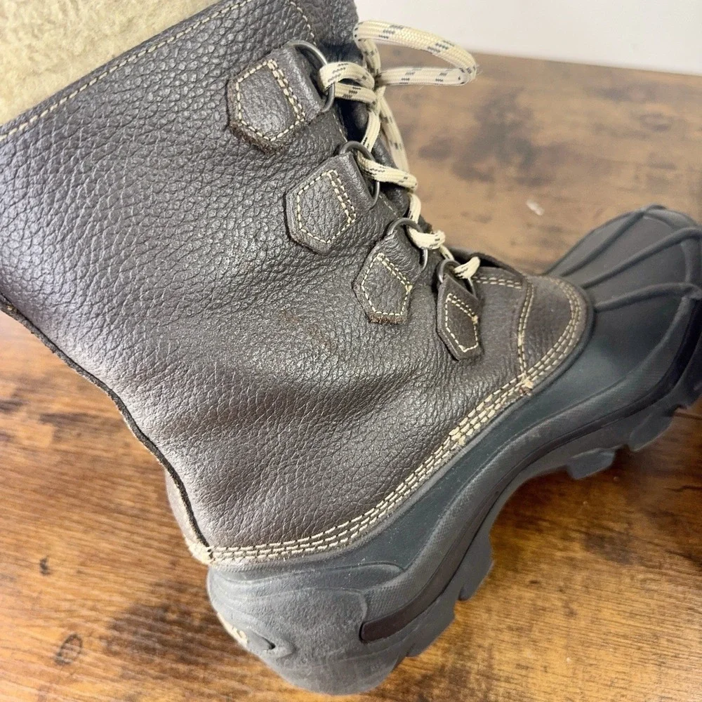 Sorel Men's Brown Black Alaska Leather Lace Up Warm Winter Boots Size 8